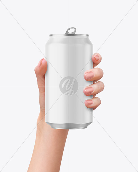 Aluminium Can With Matte Finish in a Hand Mockup