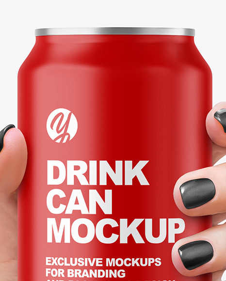 Aluminium Can With Matte Finish in a Hand Mockup