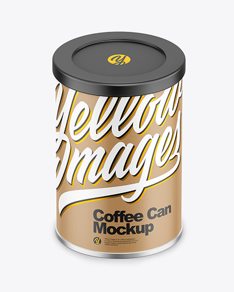 Coffee Tin Can with Paper Finish Mockup