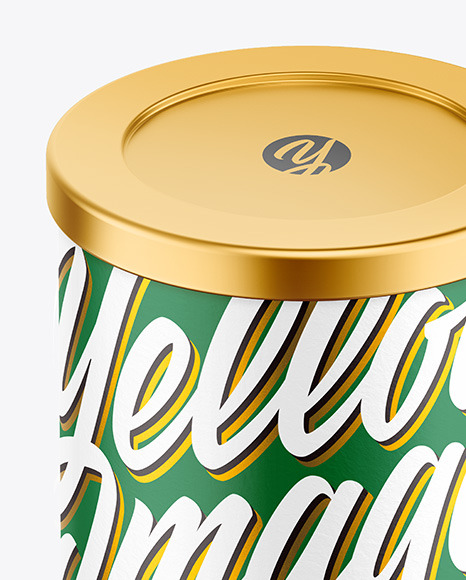 Coffee Tin Can with Paper Finish Mockup