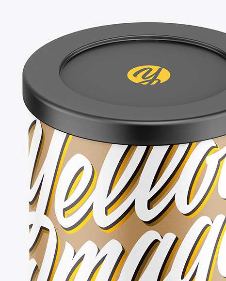 Coffee Tin Can with Paper Finish Mockup