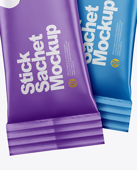 Two Matte Stick Sachets Mockup