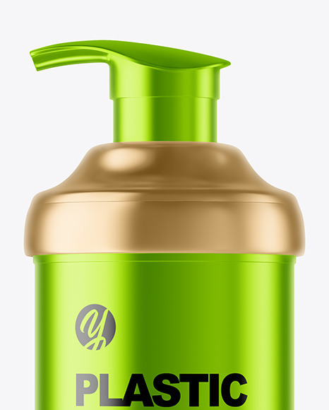 Metallic Bottle with Pump Mockup