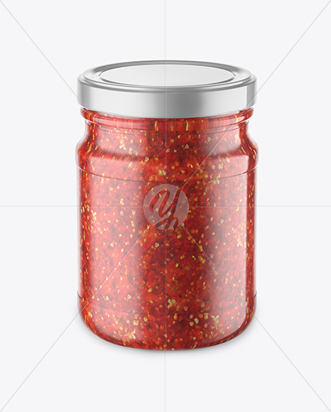 Glass Jar With Chili Sauce Mockup