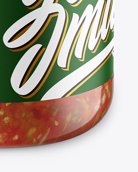 Glass Jar With Salsa Sauce Mockup