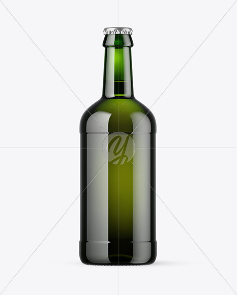 Green Glass Beer Bottle Mockup