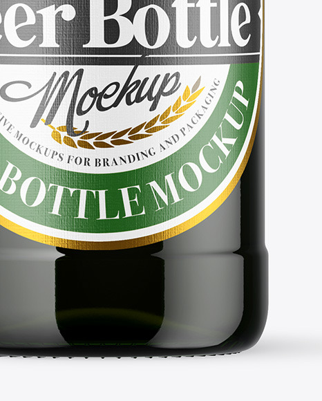 Green Glass Beer Bottle Mockup