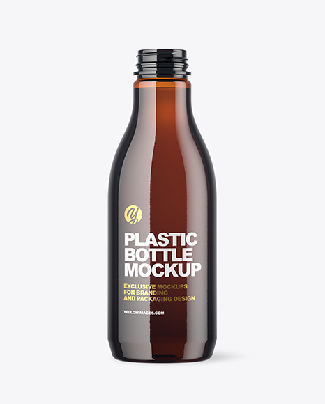 Amber Plastic Bottle Mockup