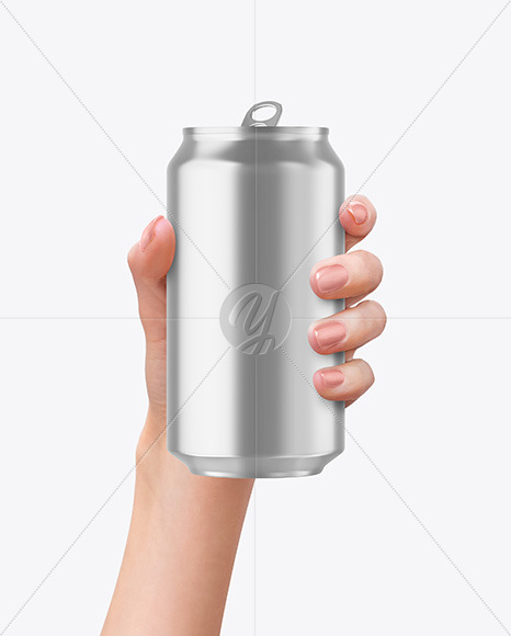 Aluminium Can in a Hand Mockup