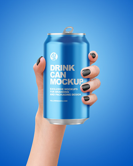 Aluminium Can in a Hand Mockup