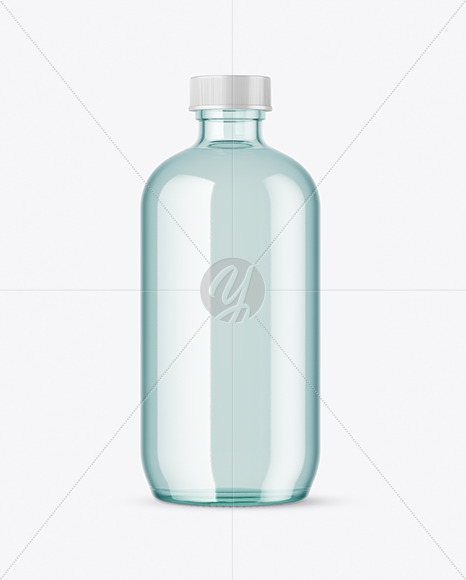 Blue Glass Water Bottle Mockup