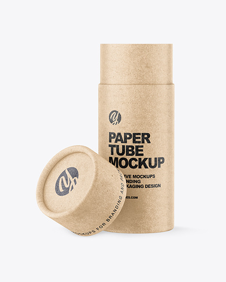 Opened Kraft Paper Tube Mockup