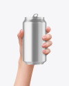 Textured Aluminium Can in a Hand Mockup