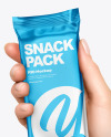 Metallic Snack Bar in a Hand Mockup