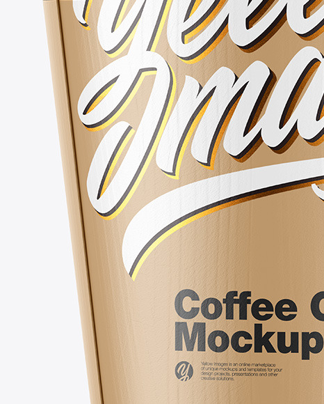 Glossy Coffee Cup w/ Holder Mockup