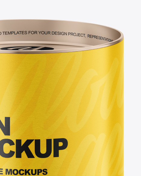 Tin Can with Paper Label Mockup