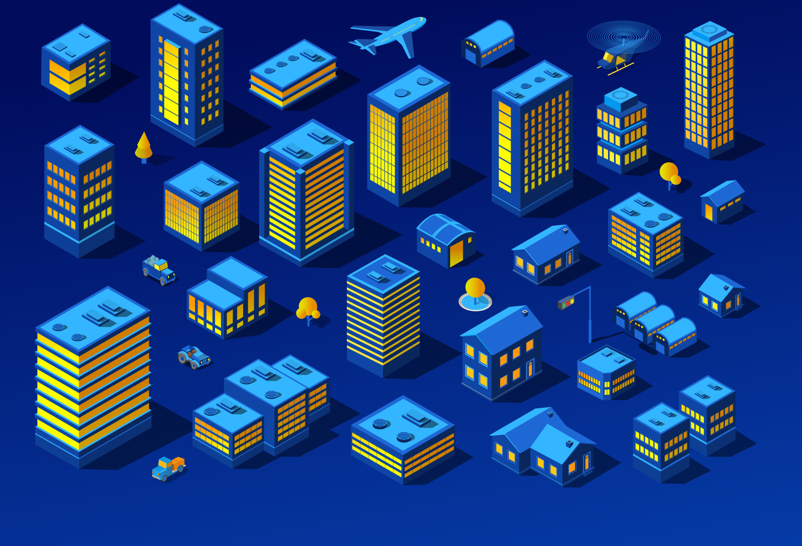 Night neon isometric city Night neon isometric city