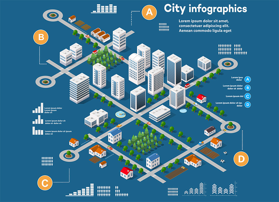 Isometric Infographics Set On Yellow Images Creative Store - 81802