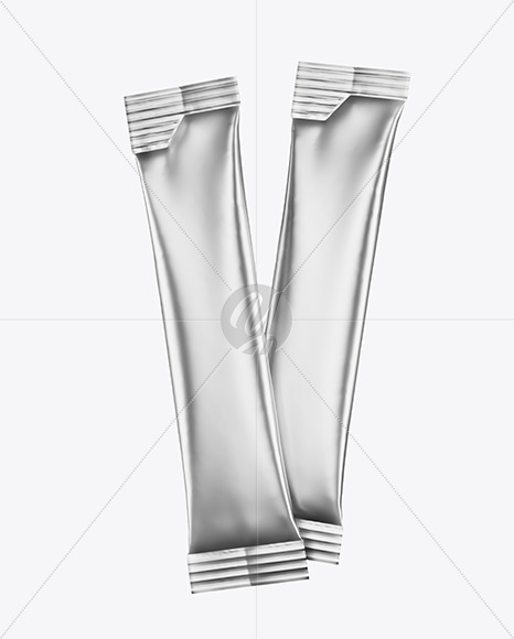 Two Metallic Stick Sachets Mockup