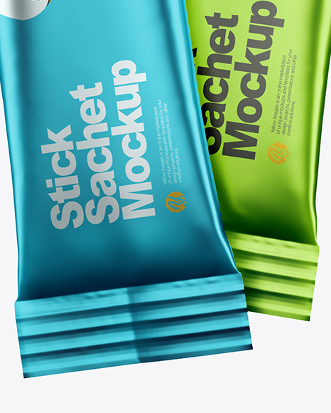 Two Metallic Stick Sachets Mockup