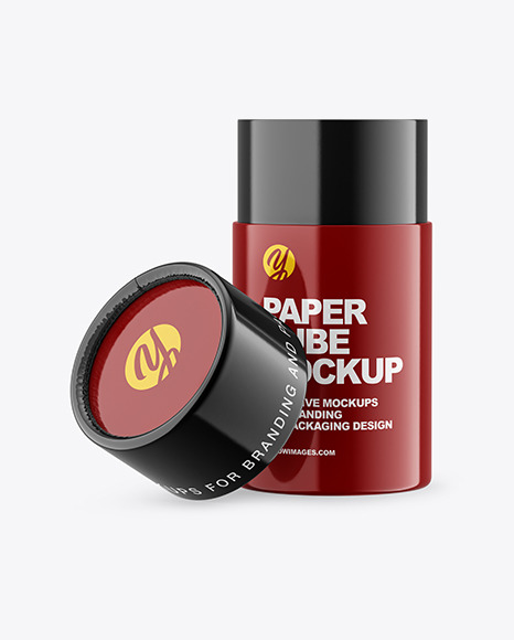 Opened Glossy Paper Tube Mockup