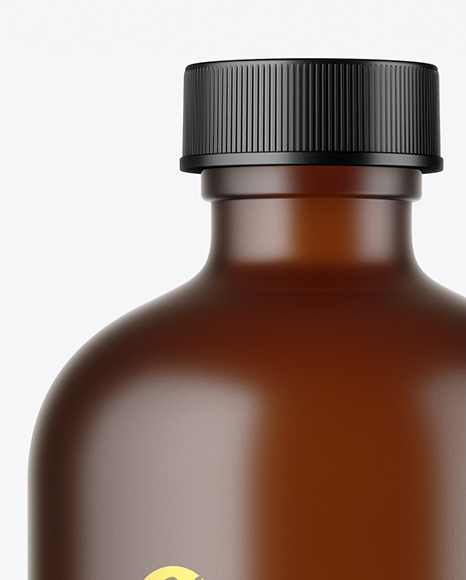 Frosted Amber Glass Bottle Mockup