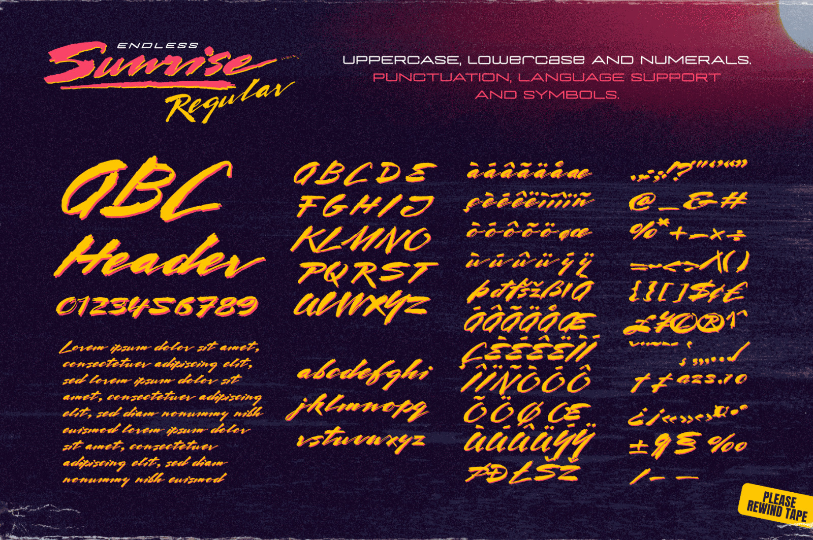 Endless Sunrise - A Sun-kissed 80s Inspired Script Font Duo Endless Sunrise - A Sun-kissed 80s Inspired Script Font Duo