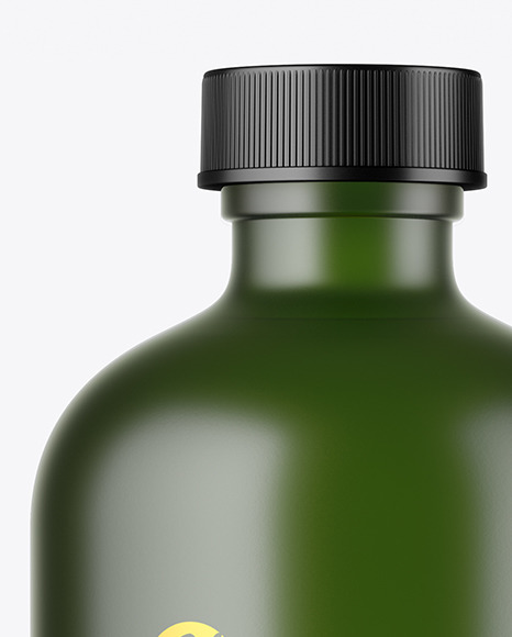 Frosted Green Glass Bottle Mockup