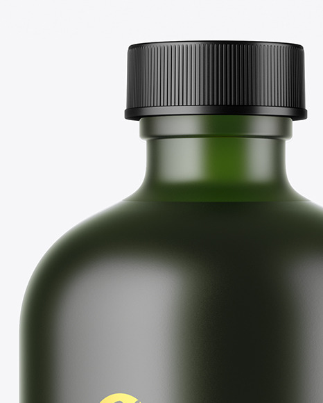 Frosted Green Glass Bottle w/ Dark Drink Mockup