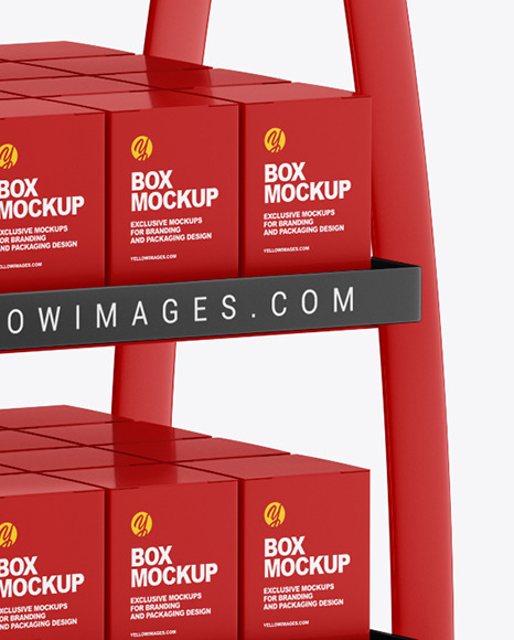 Matte Display Stand w/ Boxes Mockup