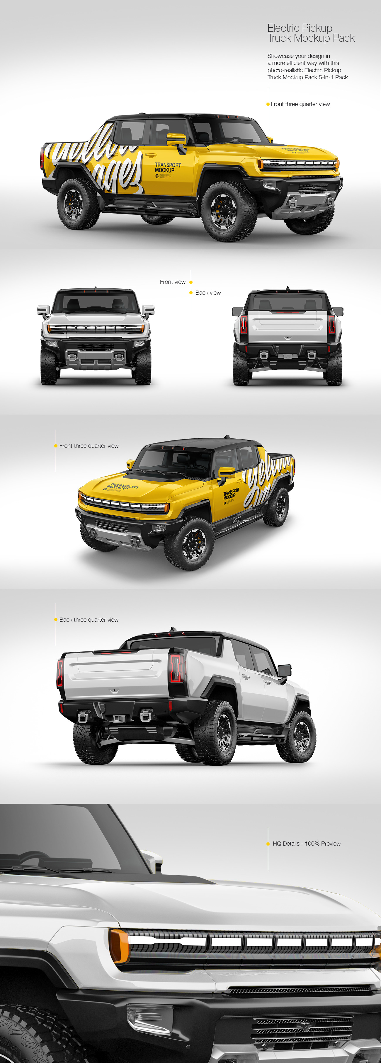 Electric Pickup Truck Mockup Pack Electric Pickup Truck Mockup Pack