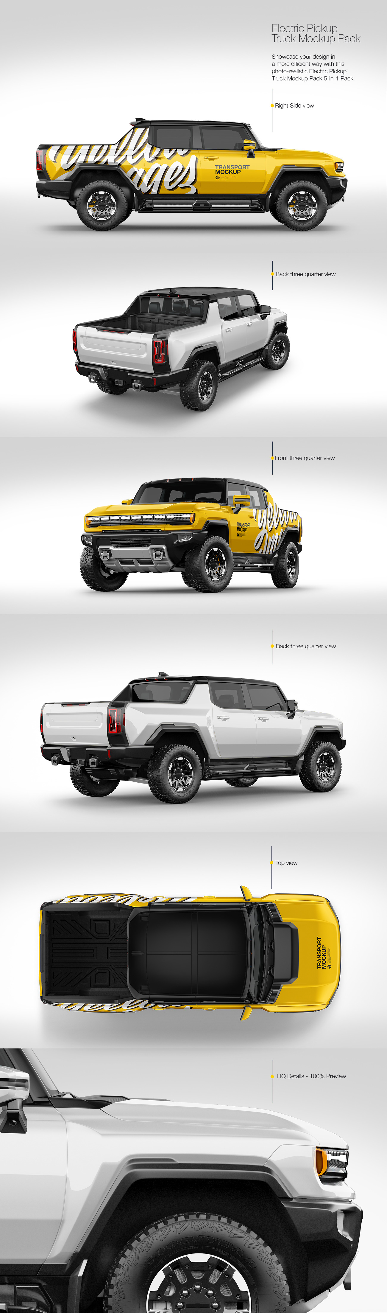 Electric Pickup Truck Mockup Pack Electric Pickup Truck Mockup Pack