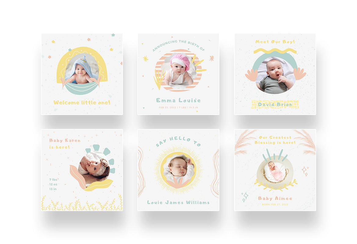 Cute and Adorable Baby Born Announcement Instagram Canva