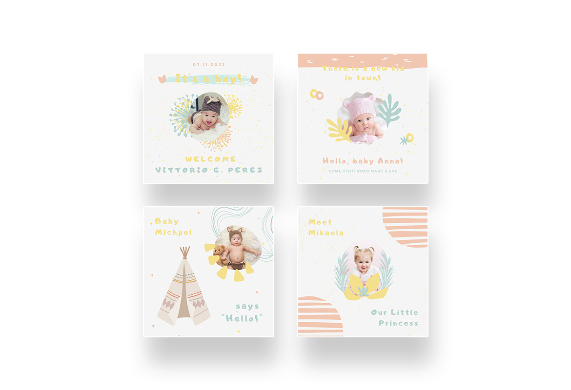 Cute and Adorable Baby Born Announcement Instagram Canva