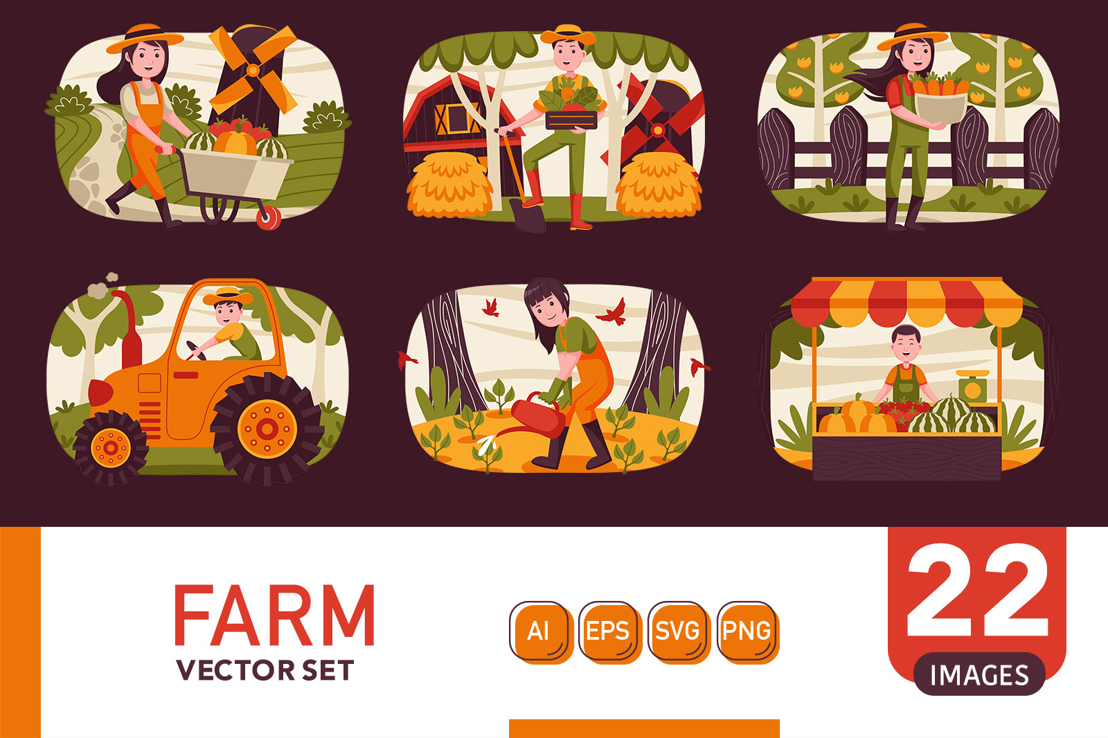 Farm Vector Set Farm Vector Set
