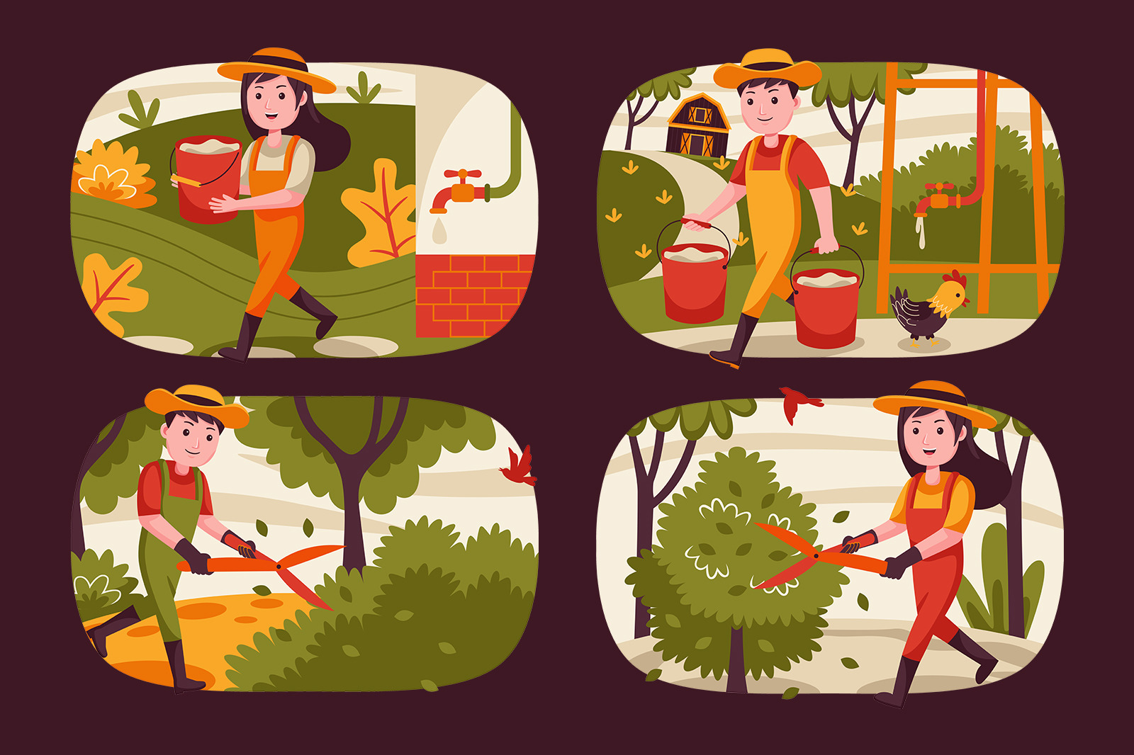 Farm Vector Set Farm Vector Set