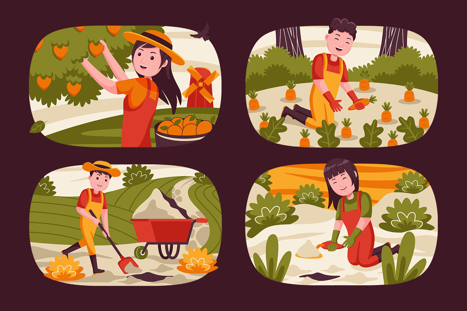 Farm Vector Set Farm Vector Set