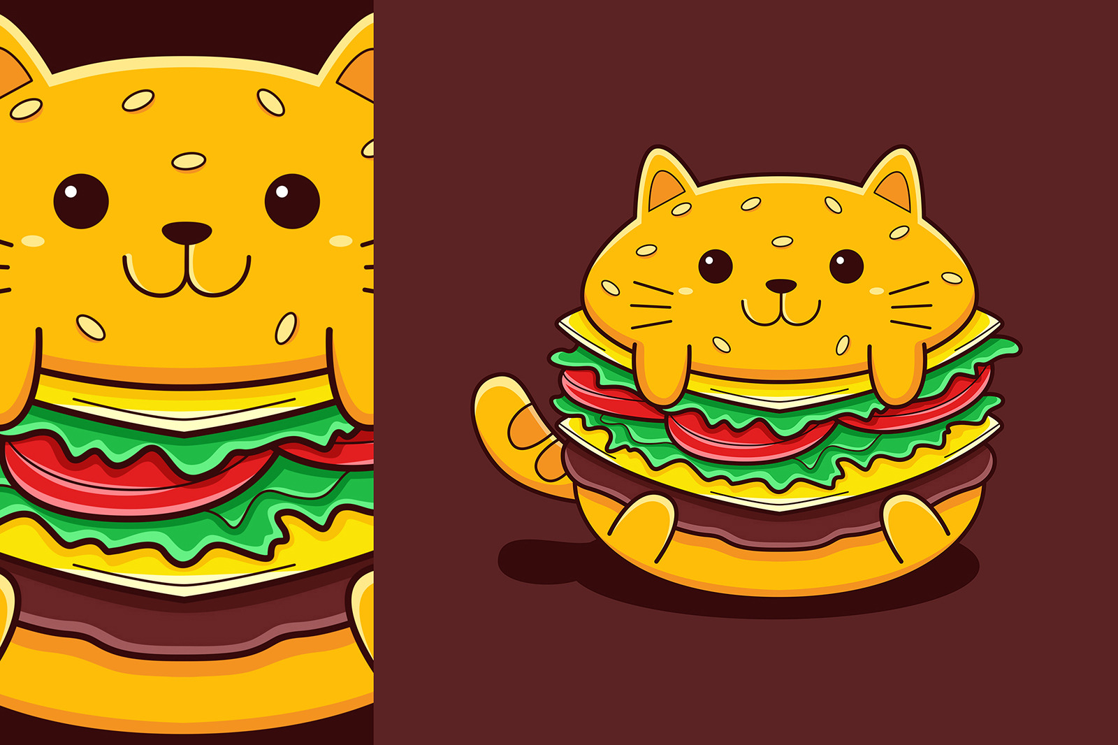 Cats Fast Food Vector Graphic Set