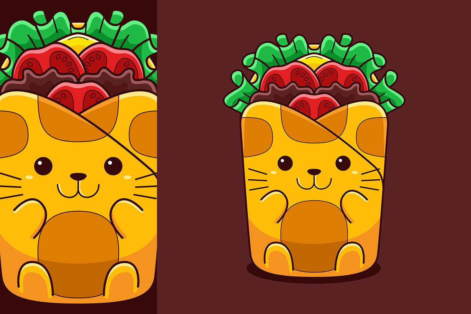 Cats Fast Food Vector Graphic Set