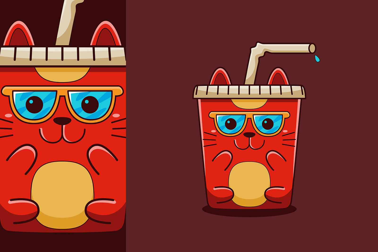 Cats Fast Food Vector Graphic Set