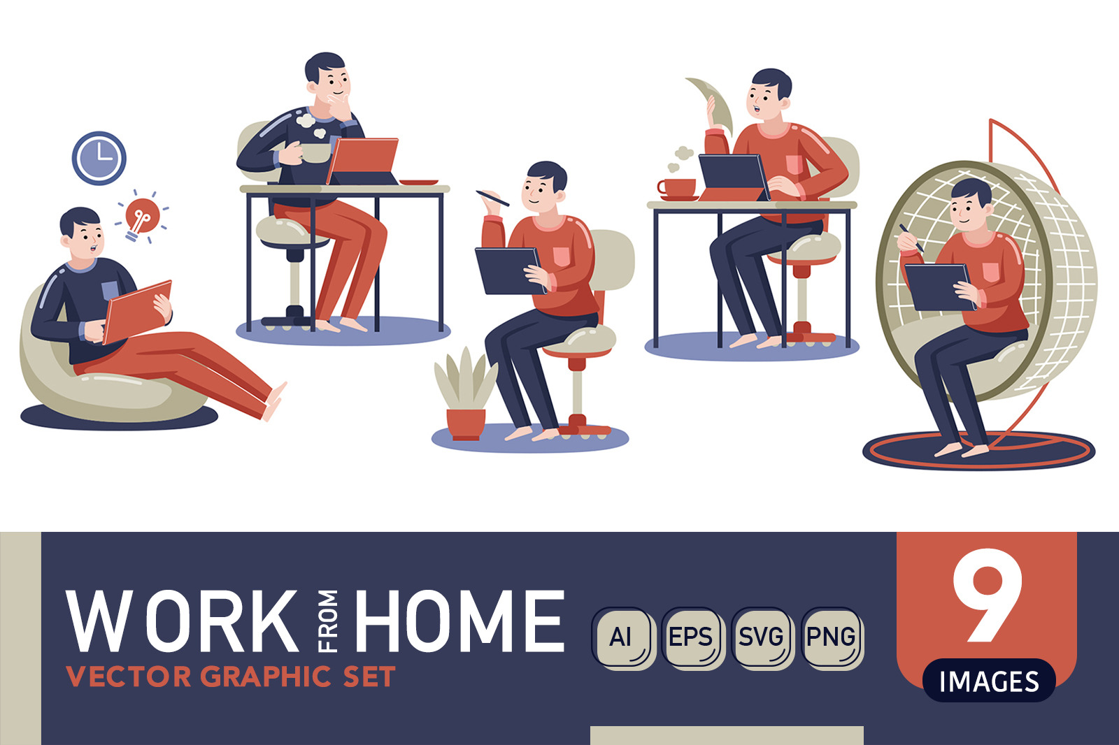 Work From Home Vector Set 01