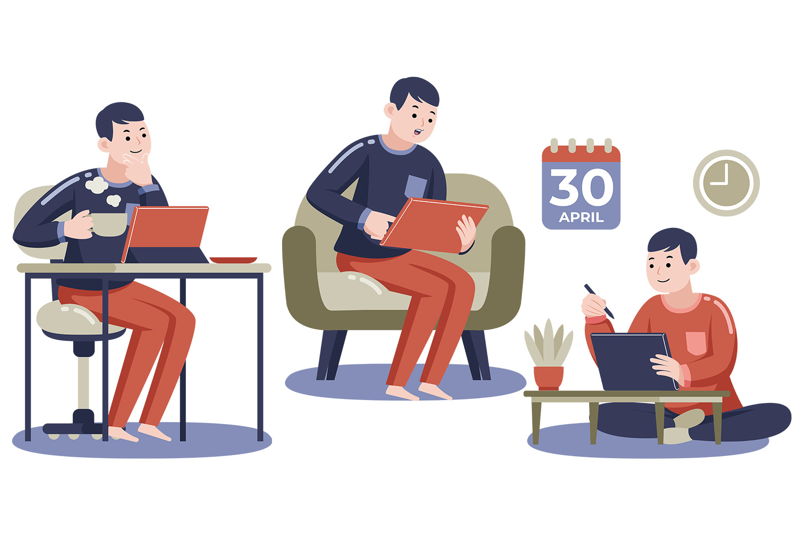 Work From Home Vector Set 01 Work From Home Vector Set 01