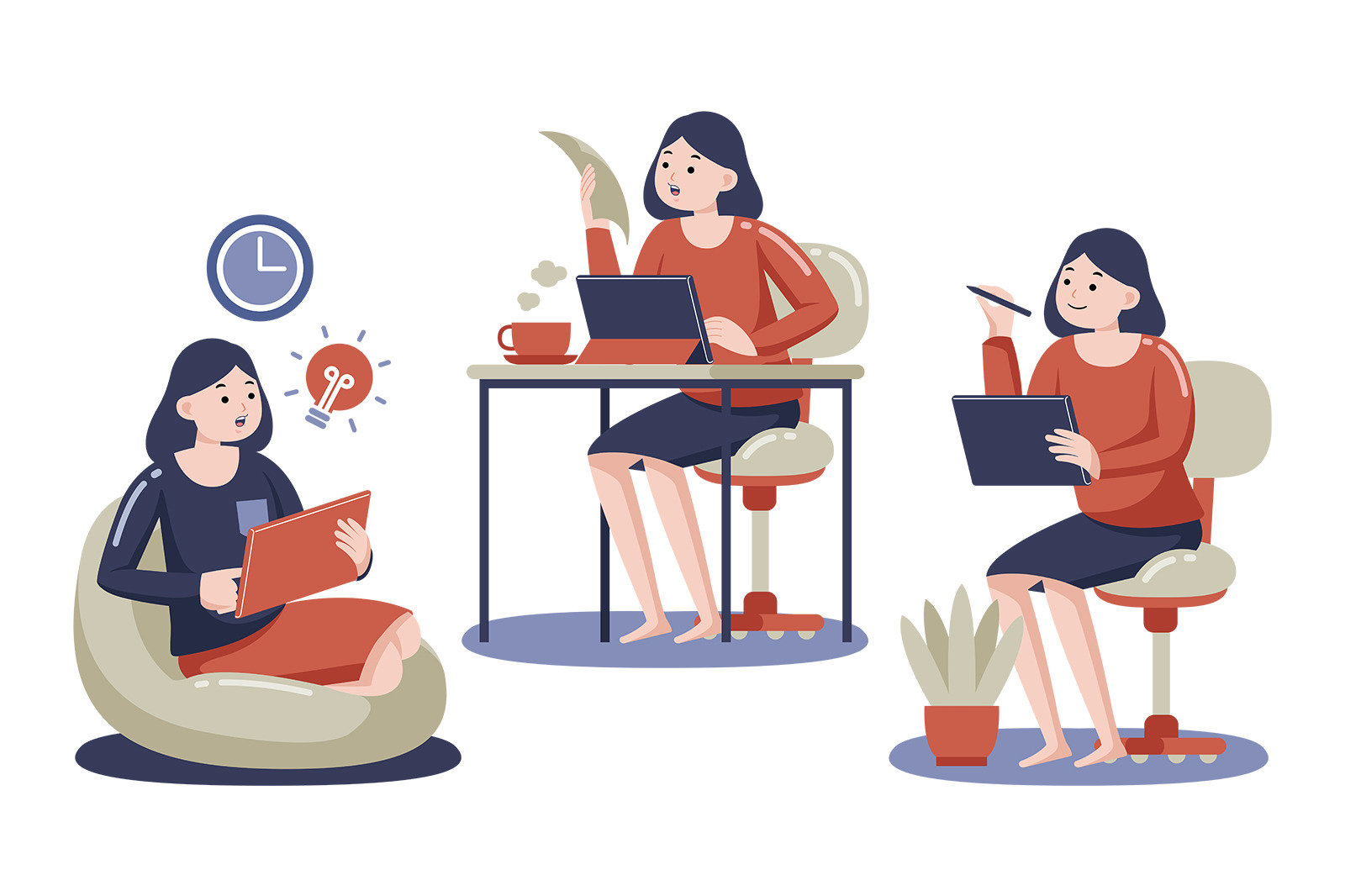 Work From Home Vector Graphic Set 02 Work From Home Vector Graphic Set 02