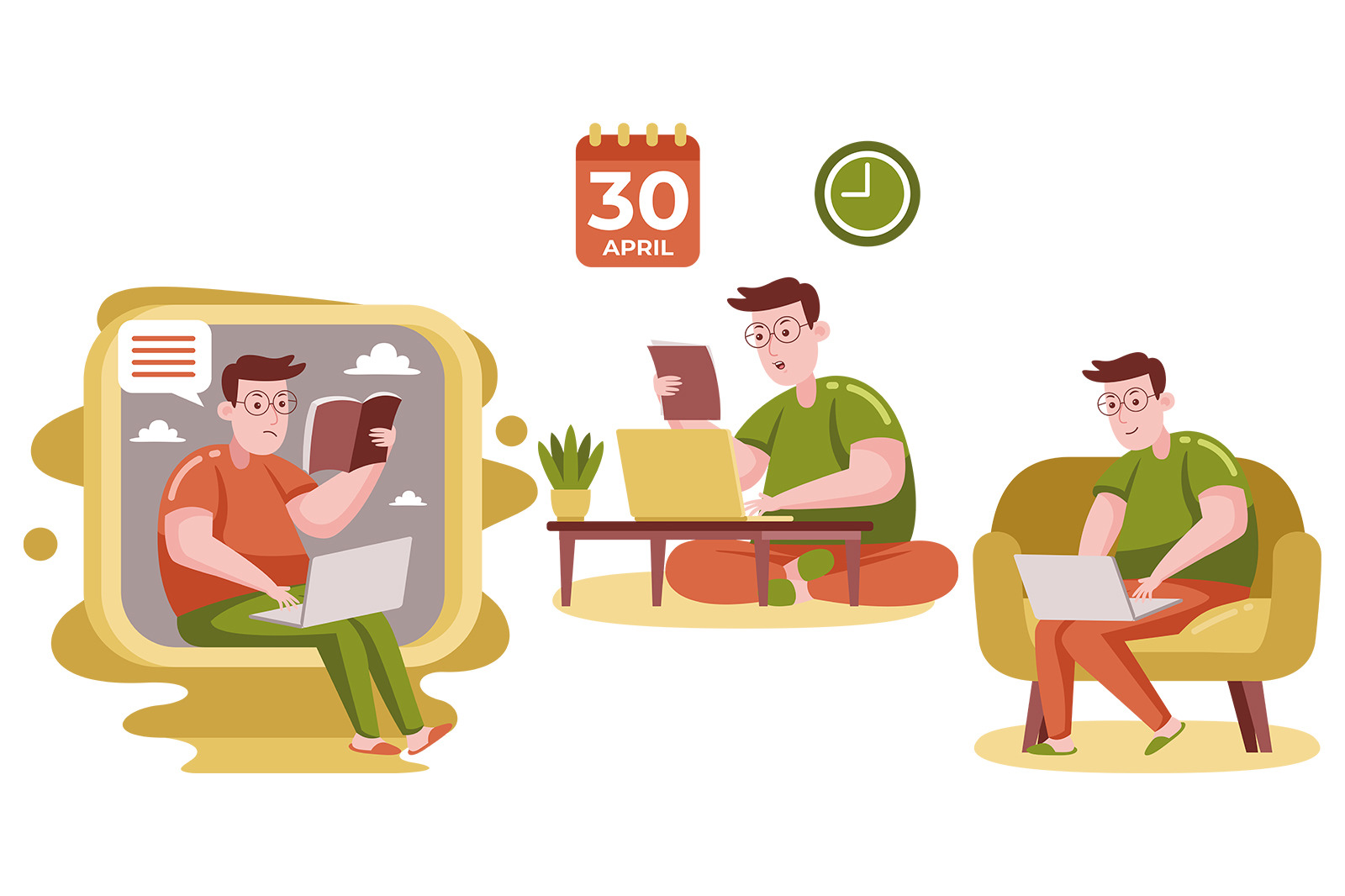 Work From Home Vector Graphic Set 03 Work From Home Vector Graphic Set 03