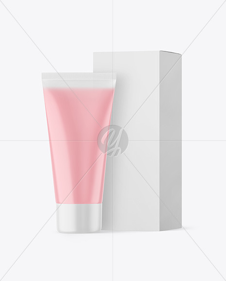 Clear Cosmetic Tube with Box Mockup