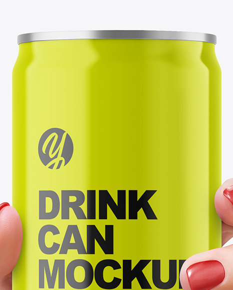 Aluminium Drink Can With Glossy Finish in a Hand Mockup