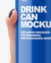 Aluminium Drink Can With Glossy Finish in a Hand Mockup