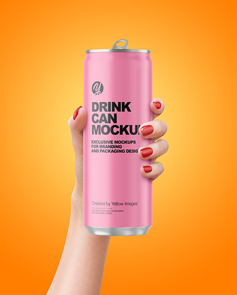 Aluminium Drink Can With Matte Finish in a Hand Mockup