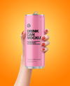 Aluminium Drink Can With Matte Finish in a Hand Mockup