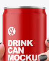 Aluminium Drink Can With Matte Finish in a Hand Mockup